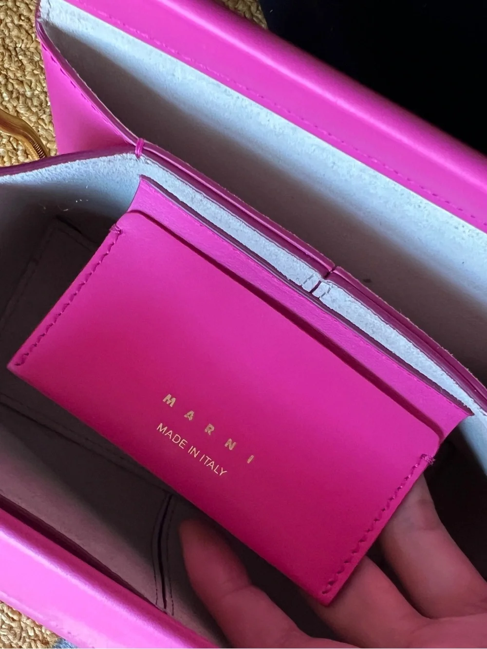 Marni Toggle Pink Leather Crossbody Bag with Gold Chain Strap